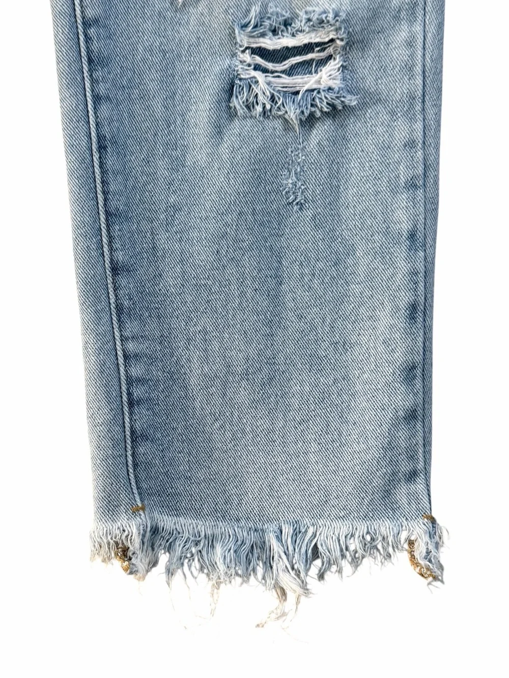 Kendall & Kylie Distressed High Rise Frayed Hem Straight Leg Crop Jeans Size 27